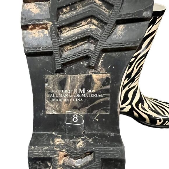 Dirty Laundry Black and White Zebra Print Rain Boots - Picture 4 of 11